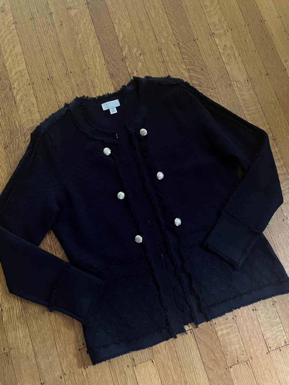 Carlisle Navy Knit Jacket with Ornate -Style Buttons